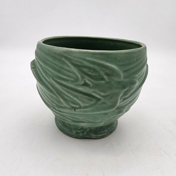 Vintage McCoy Pottery Green Matte Swallows Bird Planter - Picture 3 of 7